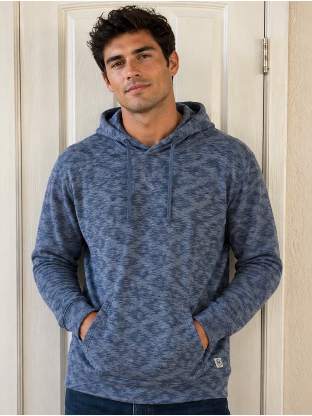 Express Blue Geometric Hoodie Sz Medium